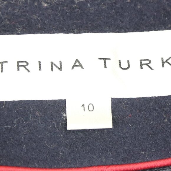 Trina Turk Military Navy Blue Designer Women's Peacoat Jacket Size 10 - Picture 7 of 8